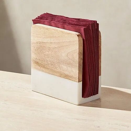 Plain Marble Tissue Holder, Color : White Brown