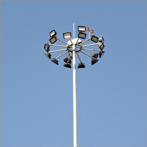 Silver 25 Meter High Mast Lighting Tower, For Sports Ground, Feature : Stable Performance