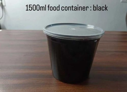 1500 Ml Black Reusable Plastic Food Container
