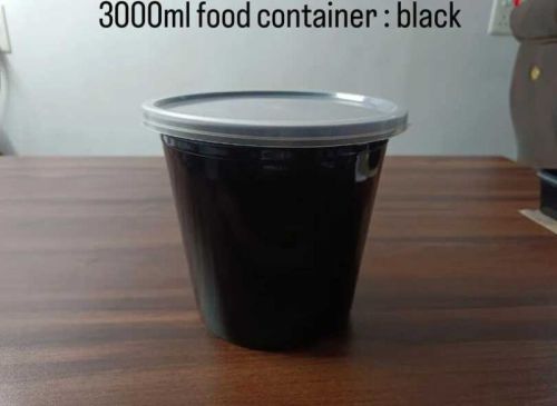 3000 Ml Black Reusable Plastic Food Container