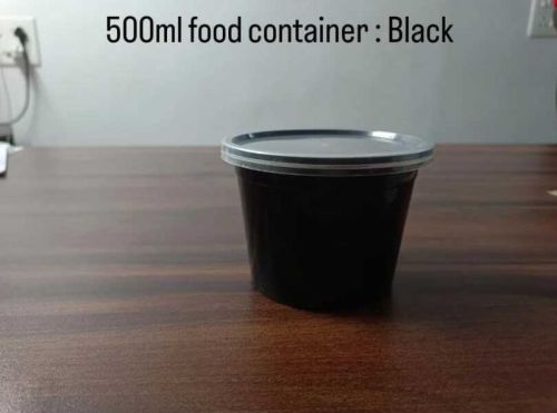 500 Ml Black Reusable Plastic Food Container