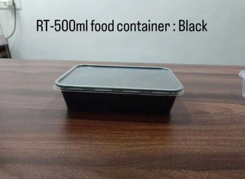 RT 500 Ml Black Reusable Plastic Food Container