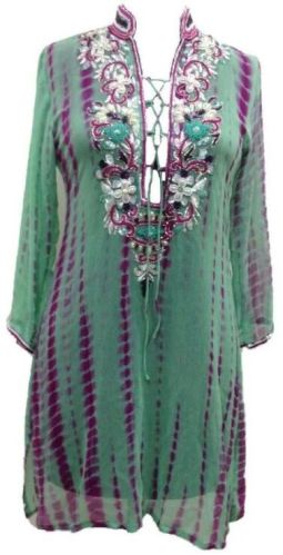 Printed Tie Dye Silk Kurti, Occasion : Casual Wear