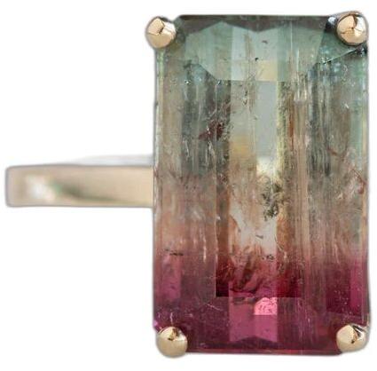 Pink Silver Rectangular Watermelon Tourmaline Gemstone, For Making Jewelry