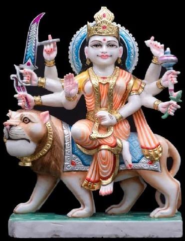 Multi Color 36 Inch Marble Durga Mata Statue, For Worship