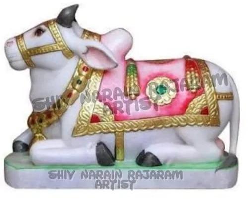 Multi Color Marble Nandi Statue, For Worship, Position : Sitting