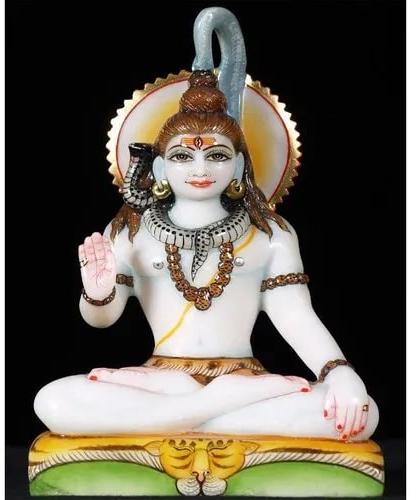 Multi Color Polished Marble Sitting Shiva Statue, For Temple, Home, Size : 25 Inch