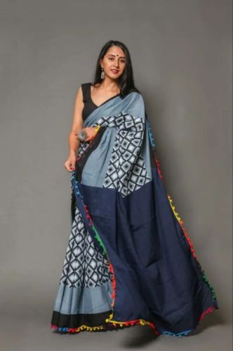 Cotton Hand Block Printed Saree, Saree Length : 6.3 M