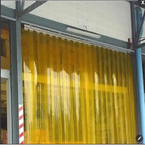 Double Ribbed PVC Strip Curtain, Color : Transparent Yellow