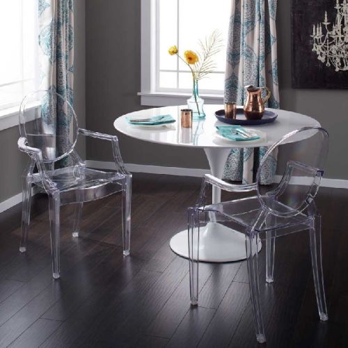 Round Acrylic Chairs Dining Table Set, For Home, Feature : Stylish Look