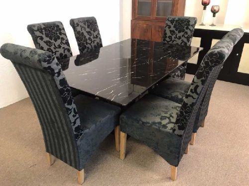 Black Marble Top Dining Table Set, For Home, Feature : High Strength