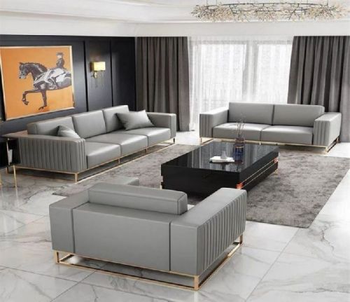 SKF Decor Leather Grey Sofa Set, For Living Room, Feature : Stylish, High Strength