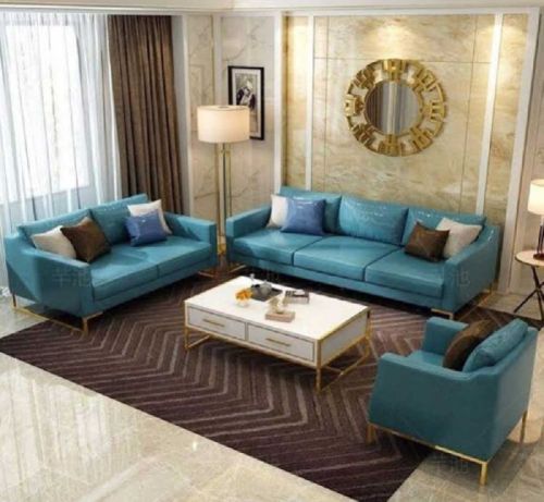 6 Seater Blue Luxury Sofa Set, For Living Room, Feature : High Strength