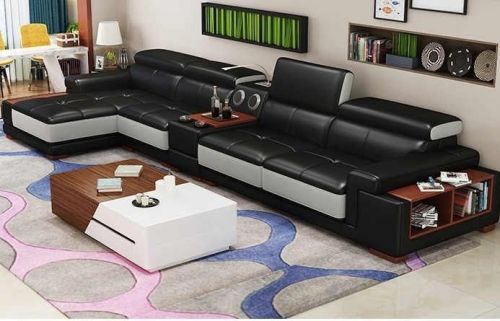 Stylish Black Leather Sofa Set, For Living Room, Feature : High Strength