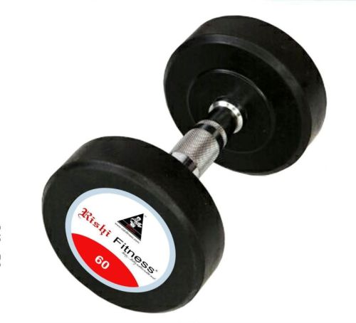 Black Round 60 Kg Solid Rubber Dumbbell, For Gym Use, Home, Style : Modern