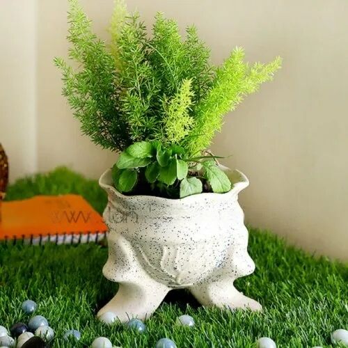Ceramic Planter, For Home, Color : White