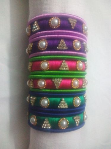 Acrylic Plastic Handmade Silk Thread Bangles, Gender : Female, Girl