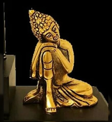 Jaipurcrafts Golden (Gold Plated) Aluminium Sleeping Buddha Statue