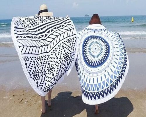 Customized Kids Printed Velour Round Beach Towels 150cm