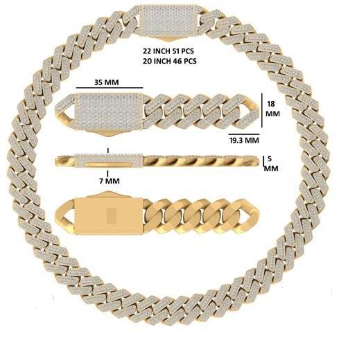 Yellow Gold Diamond Chain, Size : 22 Inch