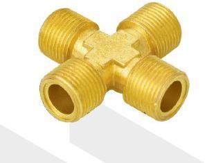 Golden Brass Four Way Male Joint, For Plumping Use