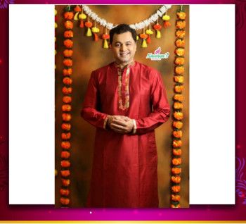 Paithani Neck Border Mens Kurta Pajama