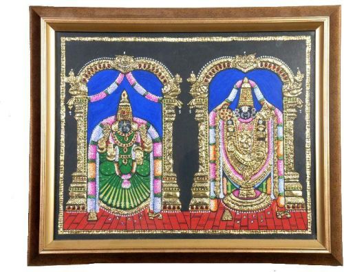 Balaji & Amman Tanjore Paintings, Frame Type : Framed