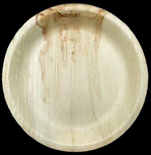 Areca Leaf 10 Inch Round Plate, For Serving Food, Feature : Biodegradable, Disposable, Eco Friendly