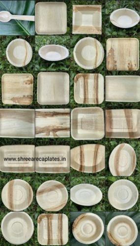 Areca Leaf Plates Bowl Spoons Set