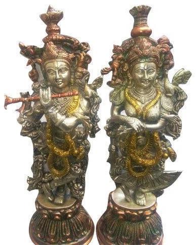 Brass Radha Krishna Statue, For Interior Decor, Packaging Type : Wooden Box