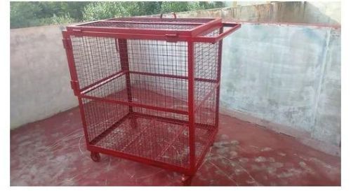 Janki Enterprise Red Stainless Steel Wire Mesh Trolley, Shape : Rectangular