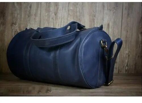 Plain Leather Gym Bag, Closure Type : Top Zipper