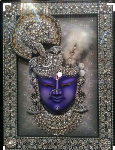 Diamond Studded Wooden Carved Idol Frame