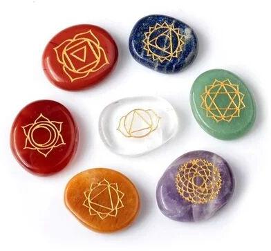 ROUND Seven Chakra Healing Stone, Color : 7 Color