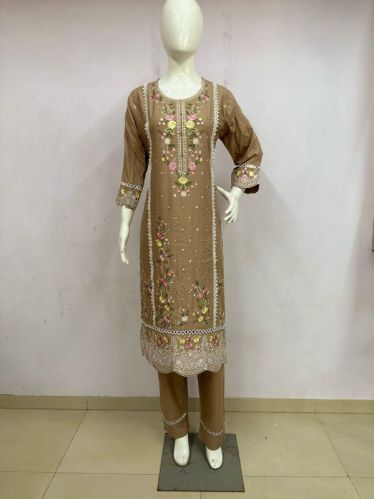 Embroidered Rayon Sequin Pakistani Lawn Suit, Technics : Machine Made