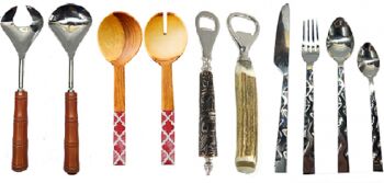 PSI Printed Wood Cutlery Kitchenware Set, Handle Length : 5inch