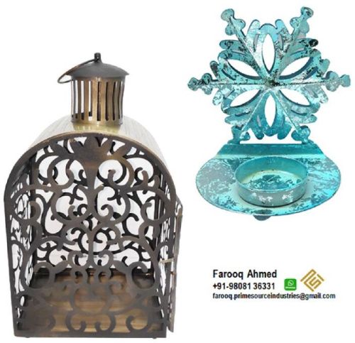 Polished Metal Lantern And T Light, For Decoration, Size : Costomized