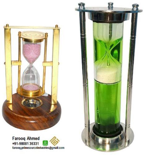 Polished Metal+glass Sand Hourglass, For Promotional Gifts, Style : Antique Imitation