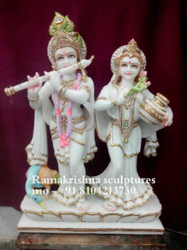 Exquisite Marble Radha Krishna Idol