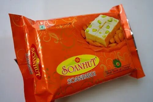 Orange Soan Papdi, Packaging Type : Plastic Pouch, Container