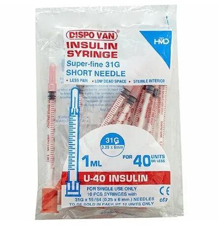 Insulin Syringe, Packaging Type : Packet