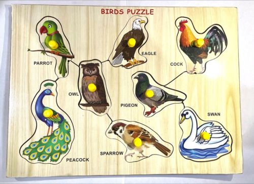 Paint Coated Wooden Birds Puzzle, Color : Multicolor, Multiple