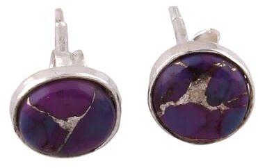Round Turquoise Earring, Purity : 925 Sterling Silver