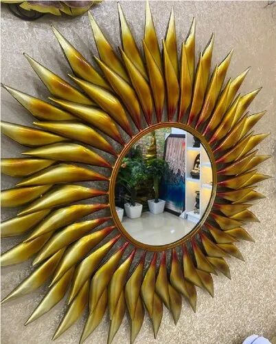 Metal Golden Sunflower Wall Mirror