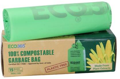 Printed Plastic Compostable Garbage Bag, Color : Green