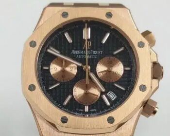 Audemars Piguet Royal Oak Chronograph 45mm Rose Gold Black Dial Mens Watch