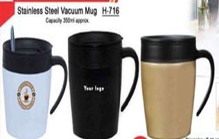 Glossy Plain Stainless Steel Vacuum Mug, For Office, Home, Gym, School
