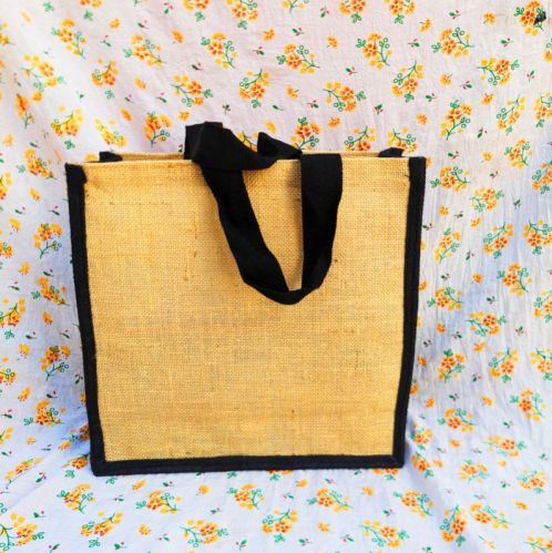 Black Strap Jute Gift Bags, For Good Quality, Easily Washable, Size : 8x5x8 Inch