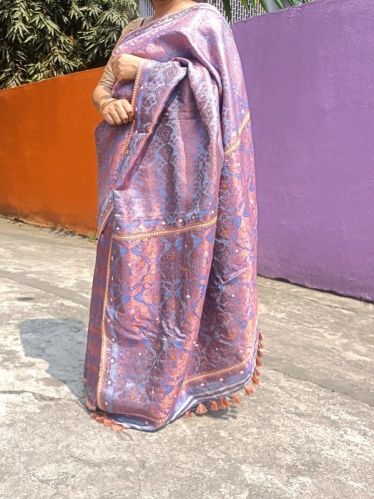 Ready To Wear Pure Assam Handloom Tussar Mulberry Silk Saree