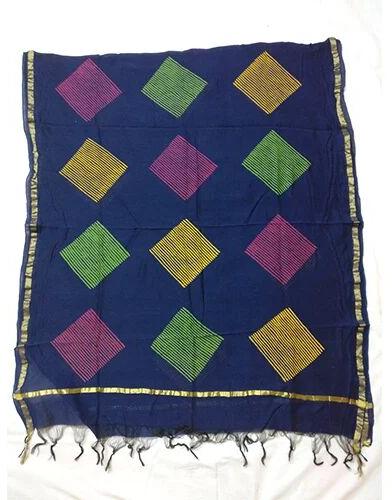 Printed Banarasi Silk Dupatta, Color : Blue